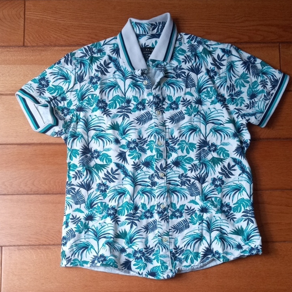 Zara Blue and White Floral Men's Shirt